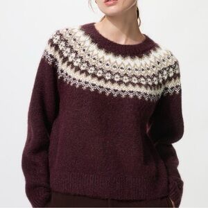 NWT Uniqlo FLUFFY FAIRISLE CREW NECK SWEATER